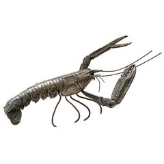 Mid-Century Sterling Sculpture of a Tiger Prawn