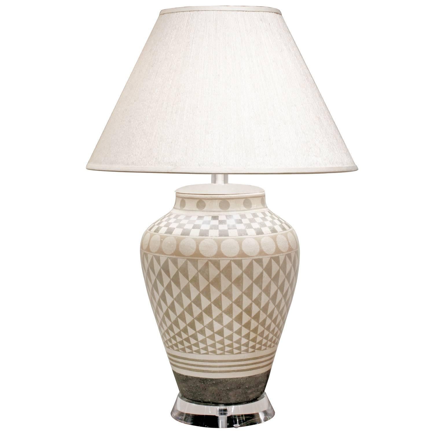 Exceptional Large Ceramic Table Lamp, 1970s