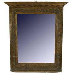 Late Renaissance Giltwood and Polychrome Painted Tabernacle Mirror