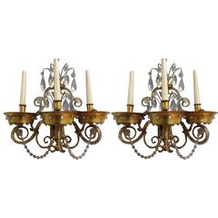 Important Pair of Modern Neoclassical Wall Sconces by Maison Jansen 1