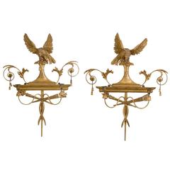 Pair of George III Giltwood Two-Light Sconces 11