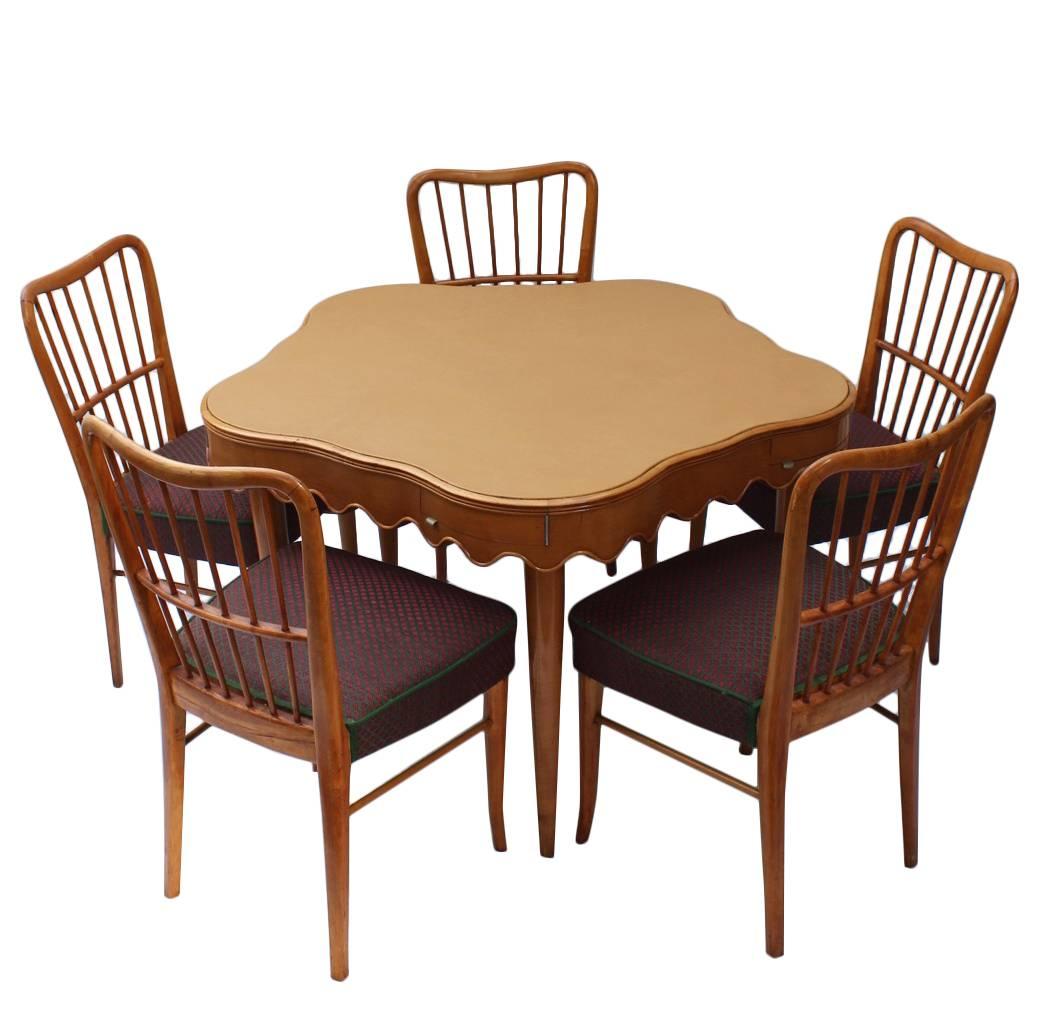 Italian Game Table with Five Chairs