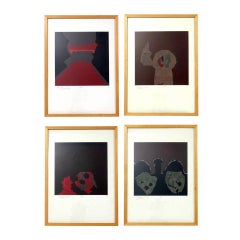 Group of Four Abstract Color Lithographs by Endre Bálint