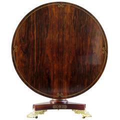 19th C English Regency Rosewood Breakfast Table with Gilt Paw Feet 4