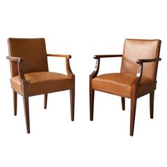 Pair of Fine French Art Deco Mahogany Bridge Chairs Attributed to Pascaud 7