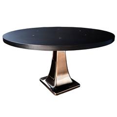 Cast Bronze Pedestal Steel Top Dining Table 3