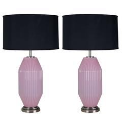 Pair of Cyclamen Murano Lamps 1