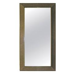 1970s Italian Suede Leather Floor Mirror with Modern Bronze Accents 10