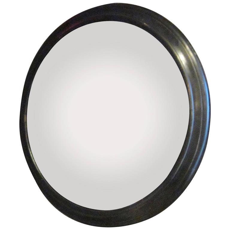 French Napoleon Iii Extra Large Round Convex Mirror In Black Frame French Napoleon Iii Extra Large Round Convex Mirror In Black Frame 19th Century For