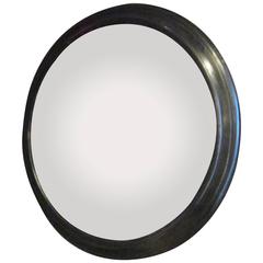 French Napoleon III Extra-Large Round Convex Mirror in Black Frame, 19th Century
