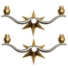 Pair of Star Back Wall Light Appliques