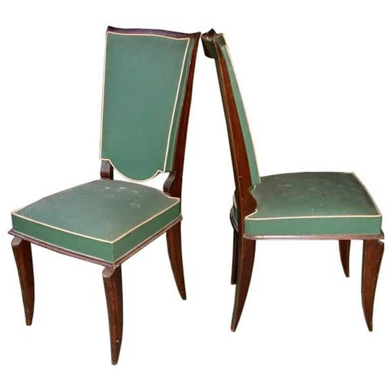 Set of Four Vintage French High Back Dining Chairs