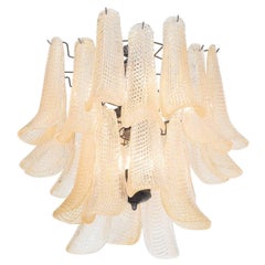 Midcentury Italian Two-Tiered Chandelier with Curved Murano Glass
