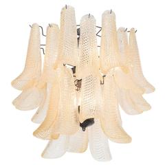 Midcentury Italian Two-Tiered Chandelier with Curved Murano Glass 9