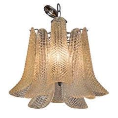 Mid-Century Modern Italian Chandelier with Curved Murano Glass