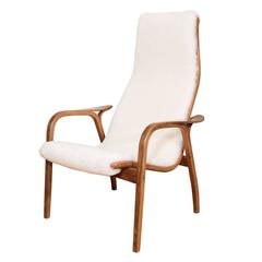 A Single Yngve Ekstrom Beech 'Lamino' Lounge Chair for Swedese