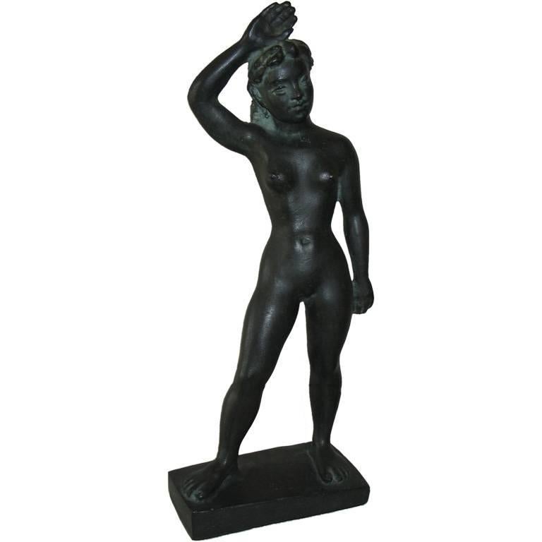 Vintage Swedish Nude Bronze Sculpture by Arvid Kallstrom, circa 1954