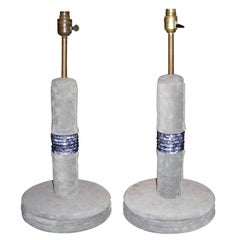 Two Suede-Clad Lamps