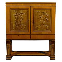 Swedish Art Deco Neoclassical Carved Armoire Cabinet 9