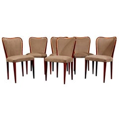Set of Six Newly Upholstered Swedish Art Moderne Dining Chairs