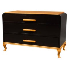 Swedish Art Moderne Black Lacquer and Golden Birch Chest