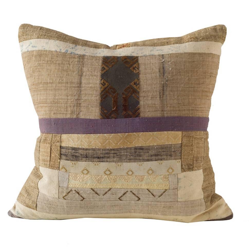 Miao Piecework Textile  Cushion in Neutral Colors