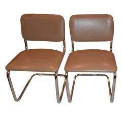 Pair of Tubular Steel Cantilever Chairs