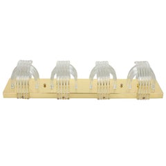 Mid-Century Modern Sculptural Lucite and Brass Vanity Light