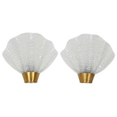 Pair of French Art Deco Sconces with Elegant Shell Design