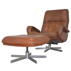 Vintage De Sede S 231 James Bond Swivel Armchair with Ottoman 1960s 2