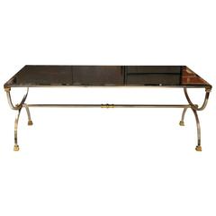 Maison Jansen Style Mirrored Steel and Brass Coffee Table 5