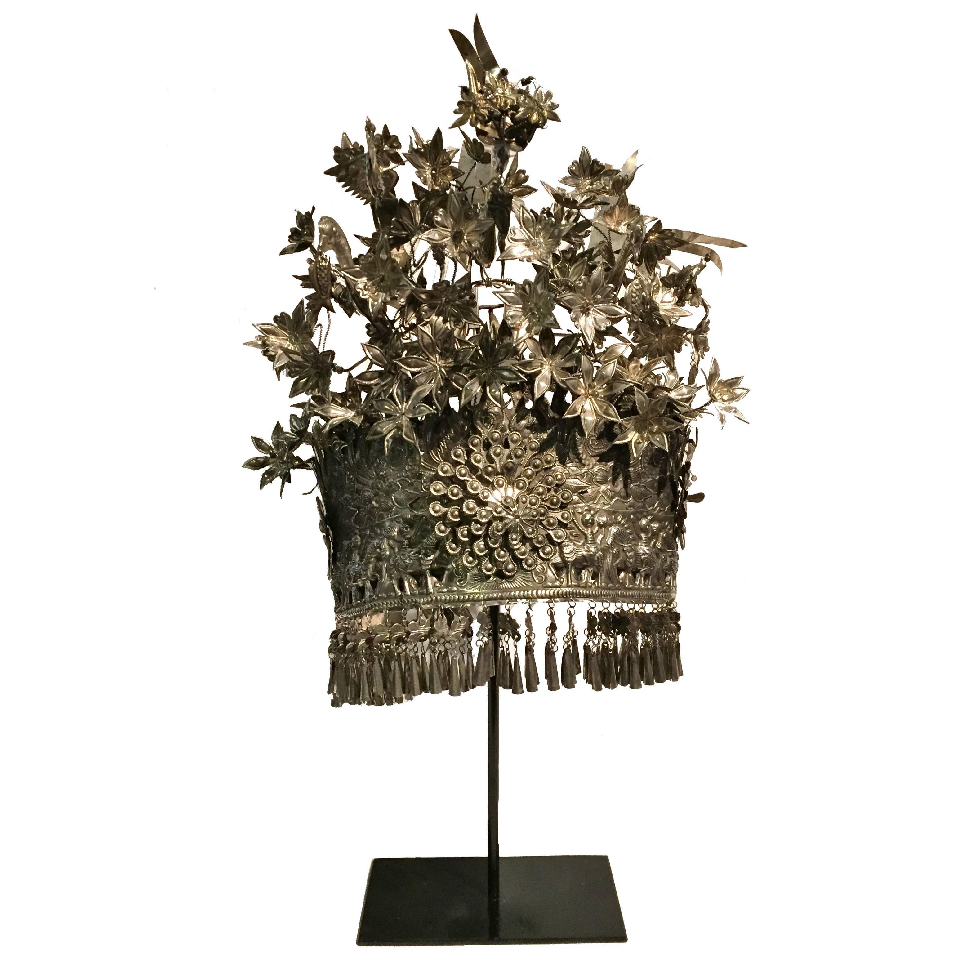 Miao Tribe Silver Bridal Crown For Sale
