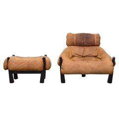 Percifal Lafer Style Tripod Lounge Chair and Ottoman by Gerard van den Berg