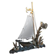 19th Century Unusual Giltwood Sailboat Mirror 10