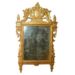French Louis XVI Period Carved and Giltwood Mirror