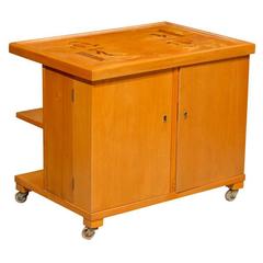 Swedish Art Deco Intarsia Bar Cabinet Bookcase End Table 9