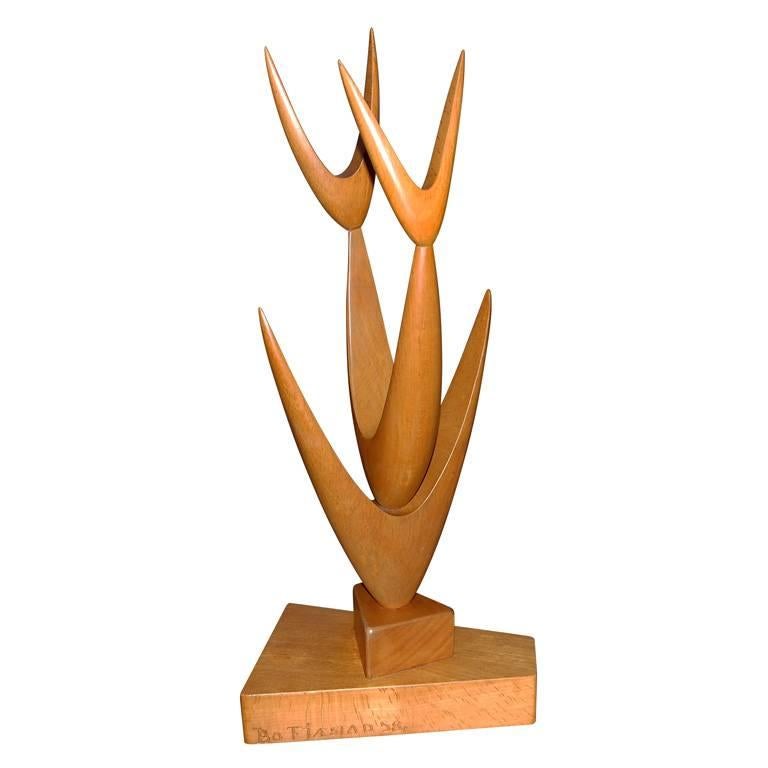 Mid-Century Modern Swedish Sculpture of Hand-Sculpted Beech Wood by Bo Fjaestad For Sale