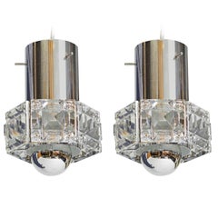 Kinkeldey Pair of Small Crystal Hanging Fixture, Germany