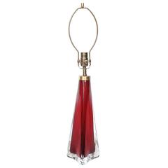 Carl Fagerlund for Orrefors Cranberry Red Crystal Lamp