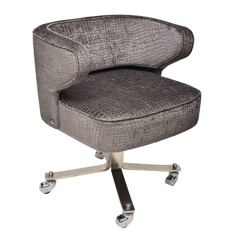 Chrome Upholstered Rolling Desk Chair