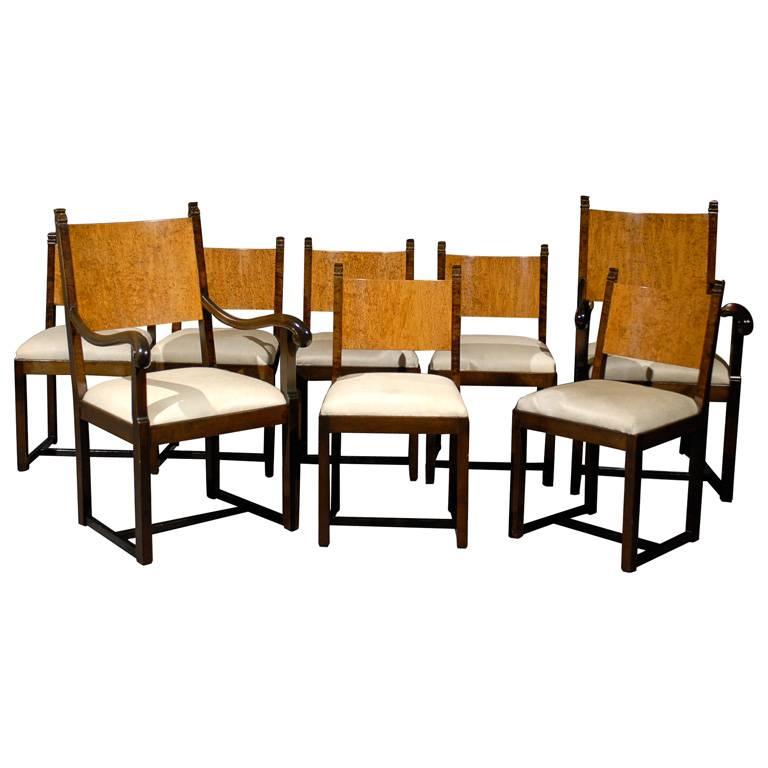 Set of Eight Art Deco Dining Chairs Attributed to Eliel Saarinen