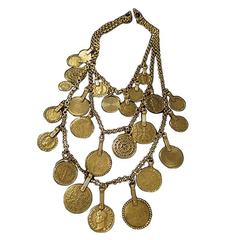 1975 c. Yves Saint Laurent Triple Coin Necklace