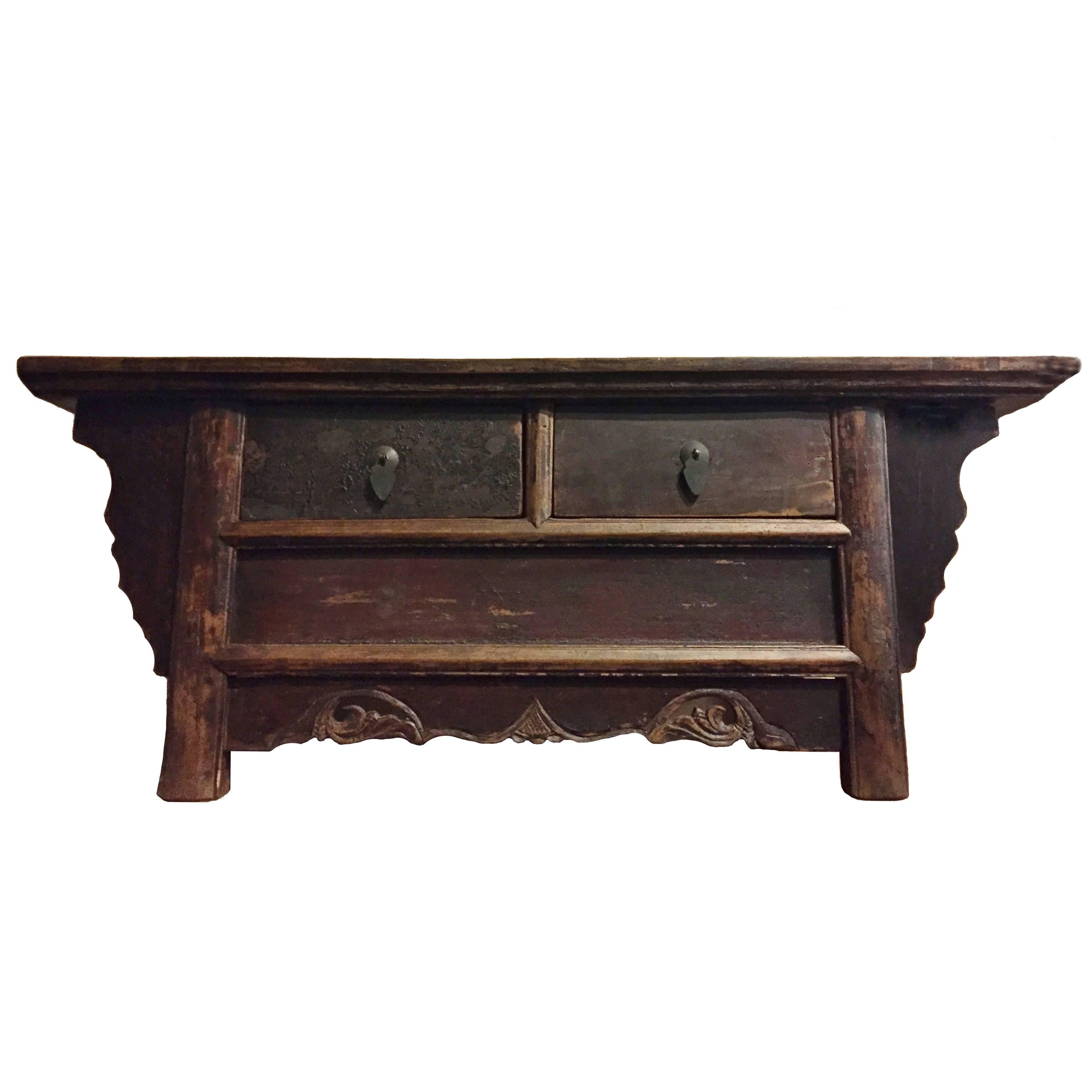 Chinese Antique Low Meditation Table or Chest For Sale