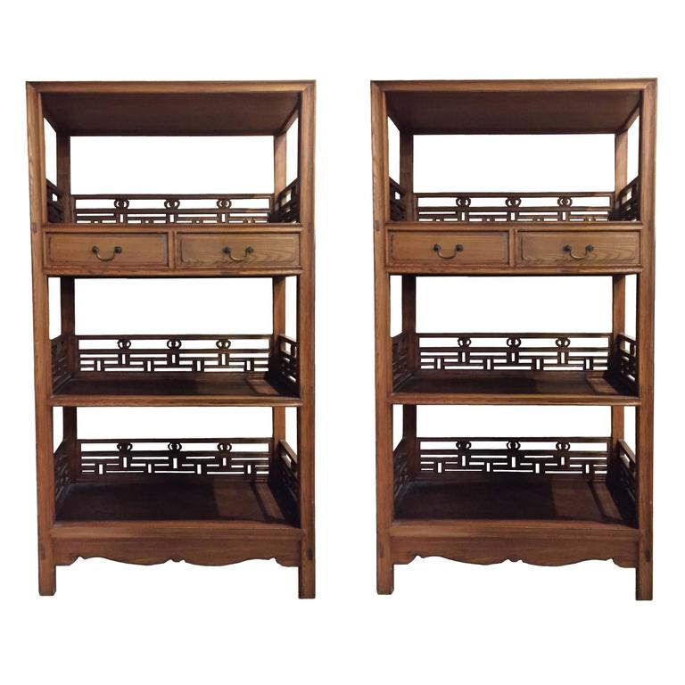 Bookcase, Pair of Chinese Bookcases or Display Cases For Sale at 1stDibs