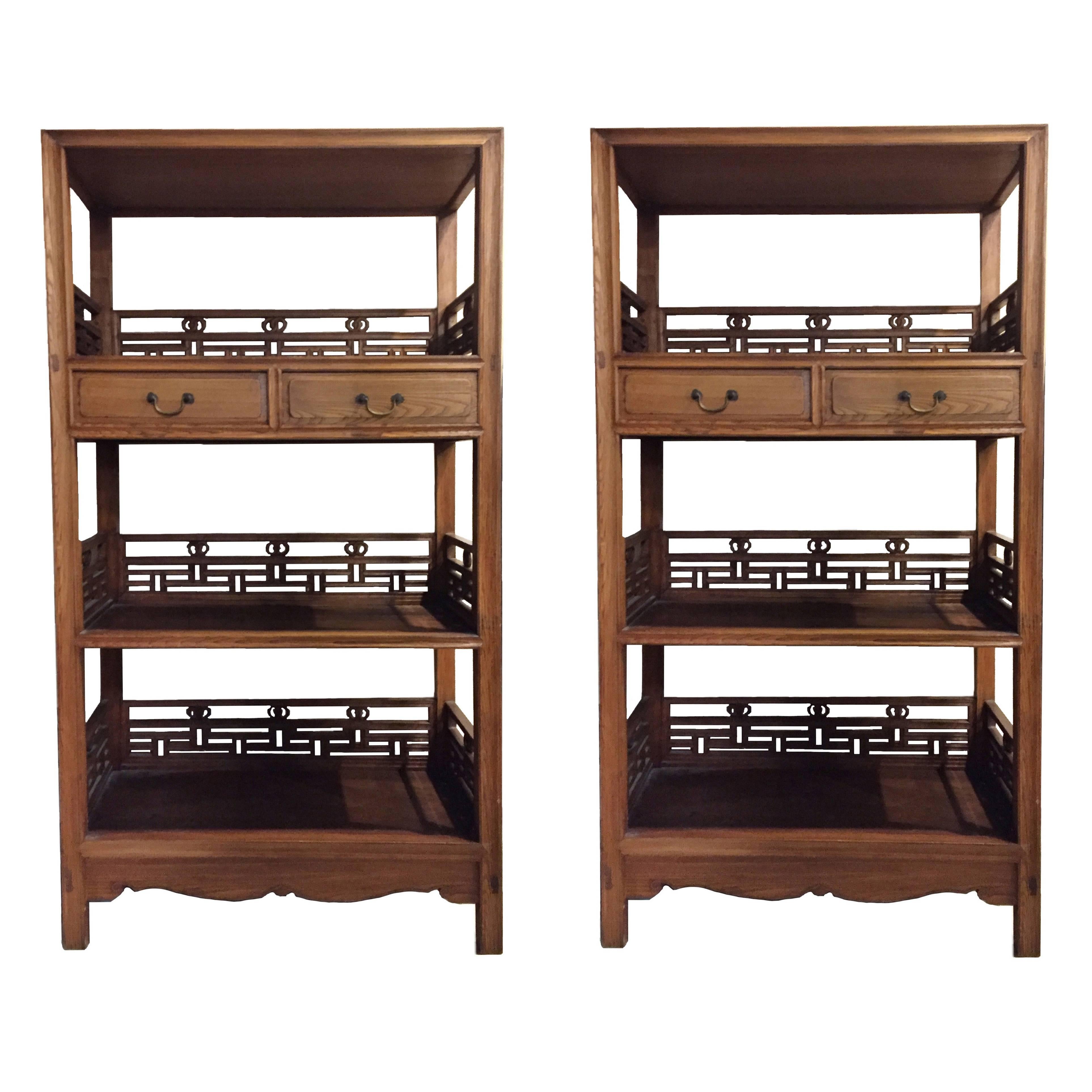 Bookcase, Pair of Chinese Bookcases or Display Cases For Sale