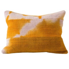 Vintage Over-Dyed African Mud Cloth Pillow, Lumbar in Orange