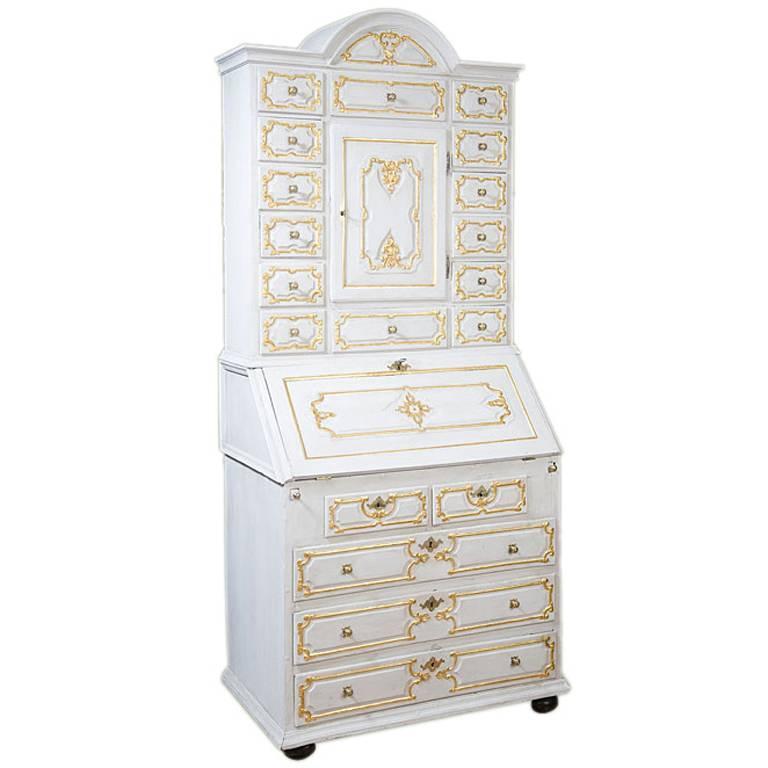 Danish Painted and Gilt Secretary For Sale