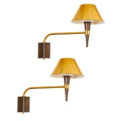 Pair of French 1950s Swing Arm Sconces