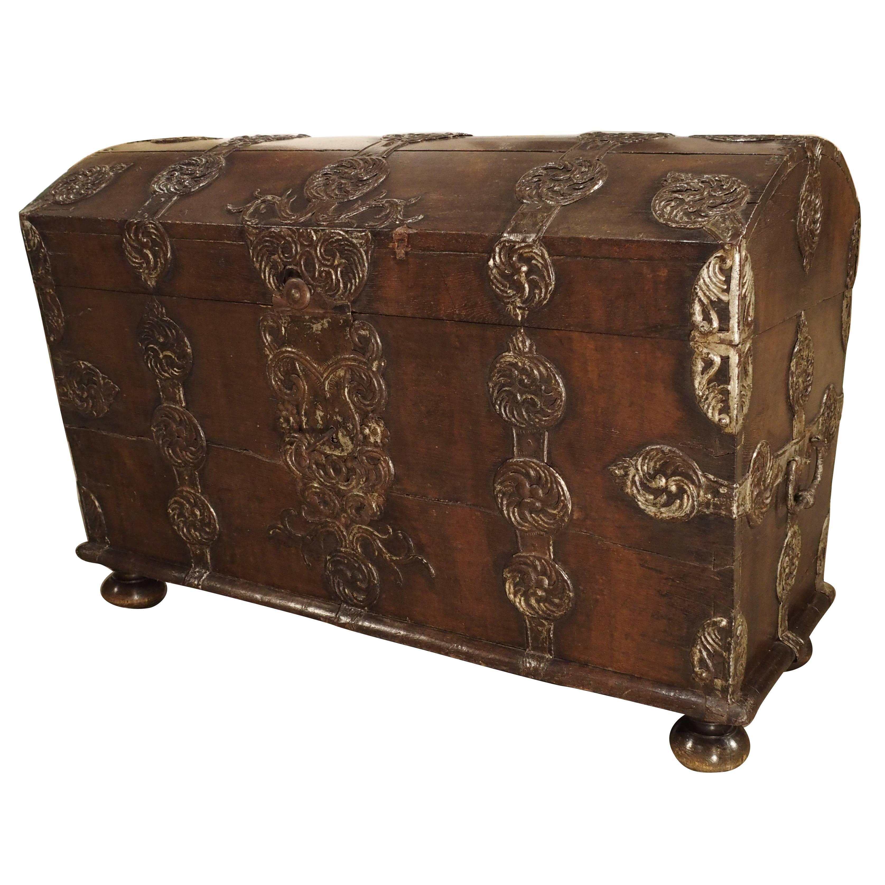 Antique German Baroque Trunk with Iron Strapping