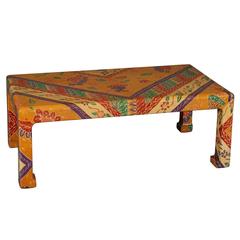 Vintage Karl Springer Batik-Covered Coffee Table